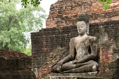 Wat Mahathat Sukhothai Historical Park, Unesco Dünya heritag Buda heykeli