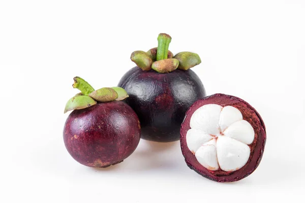 Mangosteens Queen Fruits Mangosteen White Background — Stock Photo, Image