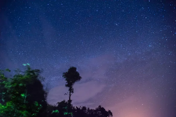 Stars in Night Sky in mekong river .