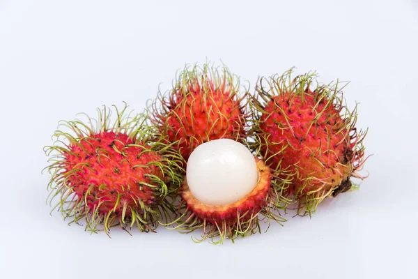 Rambutan Fresco Rambutan Dulce Fruta Deliciosa Sobre Fondo Blanco — Foto de Stock