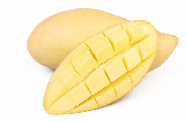 Deliziosi Frutti Mango Maturi Mango Sfondo Bianco — Foto Stock