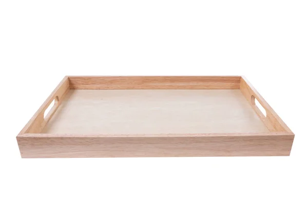 Wooden Tray White Background Clipping Path — Stock Photo, Image