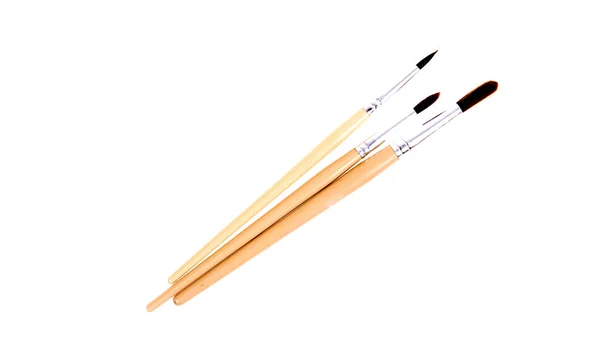 Yağlı Boya Fırçaları Çizim Araçları Boya Fırçaları Beyaz Arka Planda — Stok fotoğraf
