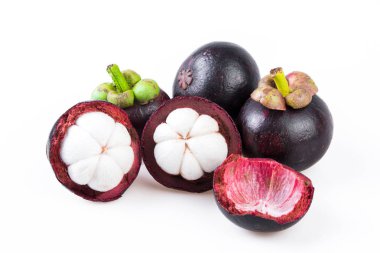 Mangosteens Queen of fruits,mangosteen  on white background  clipart