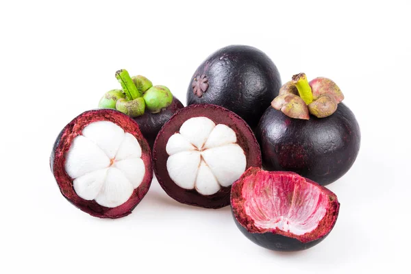 Mangosteens Queen of fruits,mangosteen  on white background — Stock Photo, Image