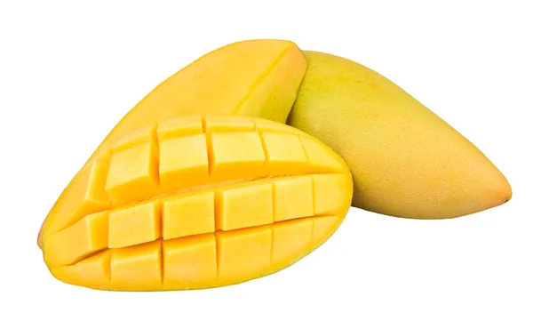 Läckra mogen mango frukt, mango på vit bakgrund. — Stockfoto