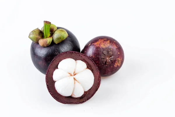 Mangosteens Queen of fruits,mangosteen  on white background — Stock Photo, Image