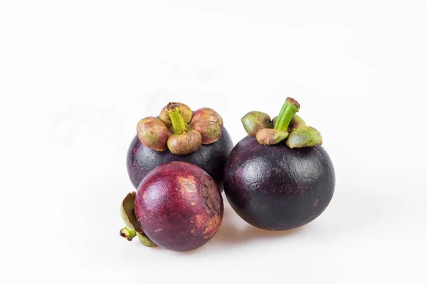 Mangostanes Reina Las Frutas Mangostán Sobre Fondo Blanco —  Fotos de Stock