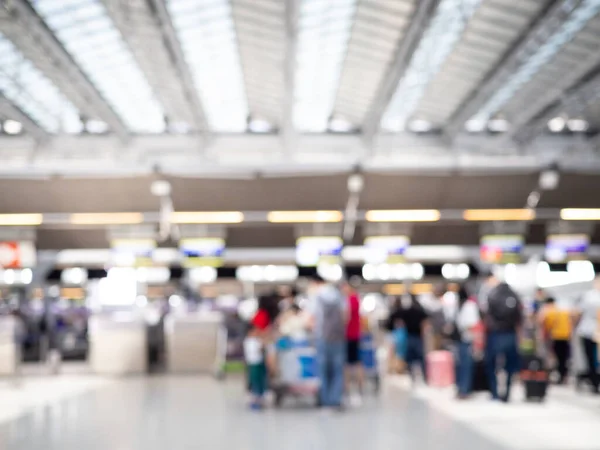 Résumé Fond Flou Comptoirs Enregistrement Aéroport Avec Passagers — Photo