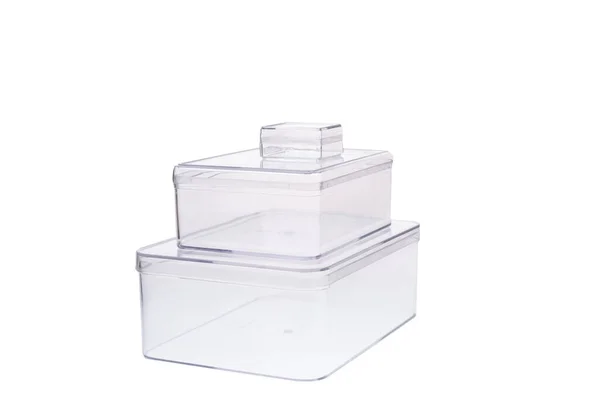 白い背景にプラスチック容器収納ボックス クリッピングパス — ストック写真