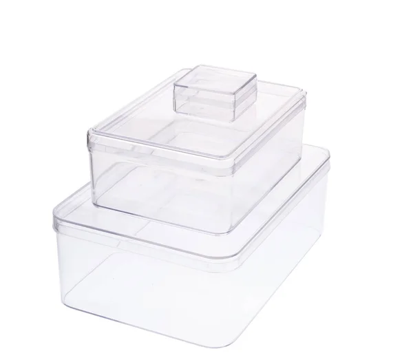 Caja Almacenamiento Plástico Sobre Fondo Blanco Con Ruta Recorte — Foto de Stock