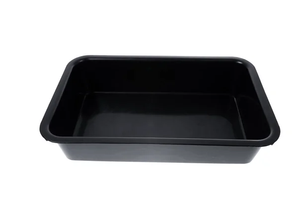 白い背景に隔離された黒いプラスチック製の食品箱 — ストック写真