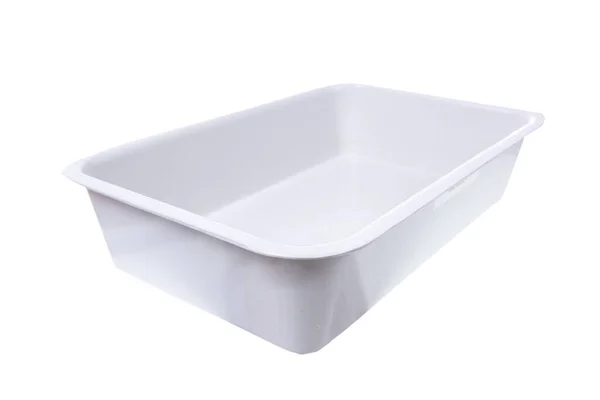 Caja Alimentos Plástico Blanco Aislado Sobre Fondo Blanco — Foto de Stock