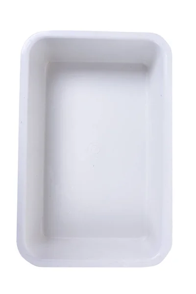 Boîte Nourriture Plastique Blanc Isolé Sur Fond Blanc — Photo