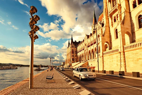 Budapest Hungría Julio 2018 Vista Buda Río Danubio Con Barcos Imagen De Stock