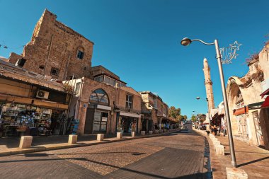 Tel-Aviv, İsrail, Ekim 2017. Tel Aviv'de eski Jaffa'nın pitoresk sokak