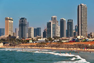 Tel-Aviv, İsrail, Ekim 2017. Tel Aviv kıyı şeridi eski Jaffa içinde gözlem güverteden görünümünü.