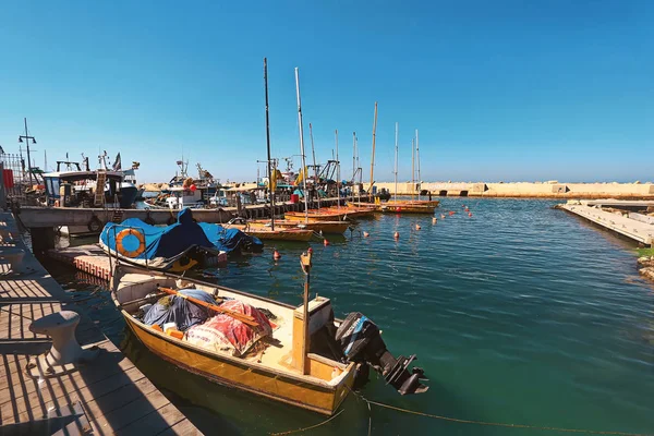 Tel Aviv Israel Outubro 2017 Vista Panorâmica Barcos Iates Antigo — Fotografia de Stock