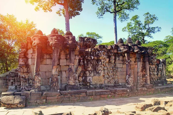 Terrasse Des Éléphants Angkor Thom Près Siem Reap Cambodge — Photo