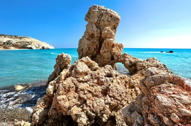 Aphrodite (Petra Tou Romiou) Yunan tanrıçası Afrodit Doğum yeri aşk, üzerinde bir kıyı sahil Batı Kıbrıs Paphos ve Limasol arasında kaya