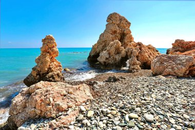 Aphrodite (Petra Tou Romiou) Yunan tanrıçası Afrodit Doğum yeri aşk, üzerinde bir kıyı sahil Batı Kıbrıs Paphos ve Limasol arasında kaya