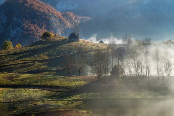 Bela Paisagem Nas Cores Outono Nascer Sol — Fotografia de Stock