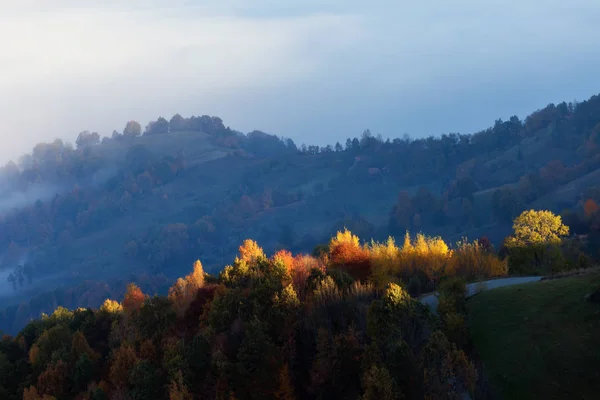 Schöne Herbstfarben Auf Den Rumänischen Hügeln Bunte Herbstlandschaft — Stockfoto