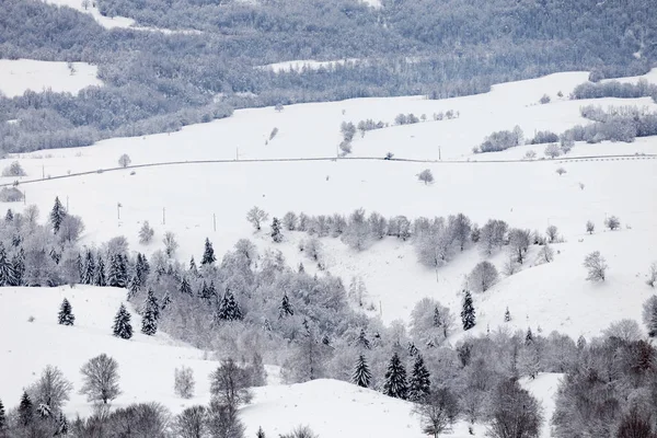 Vinter Bjergvej Transsylvanien - Stock-foto