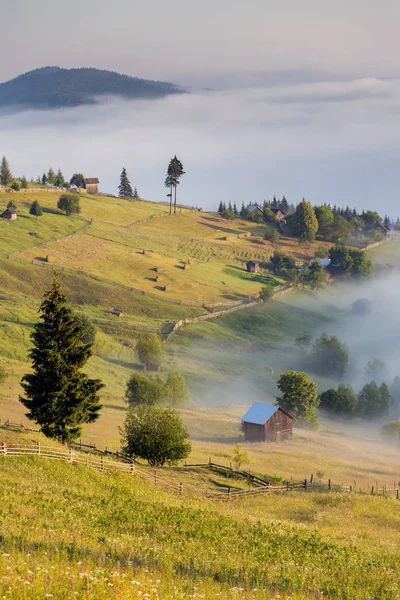 Mañana Verano Bucovina Paisaje Colorido Otoño Pueblo Rumano —  Fotos de Stock