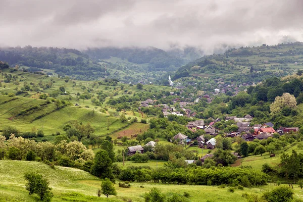 Vista Verão Aldeia Tradicional Maramures — Fotografia de Stock