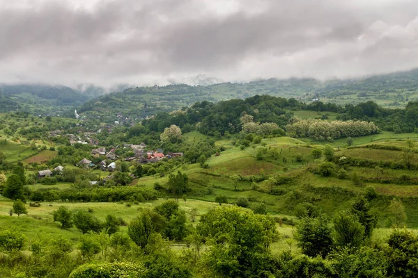 Vista Verão Aldeia Tradicional Maramures — Fotografia de Stock