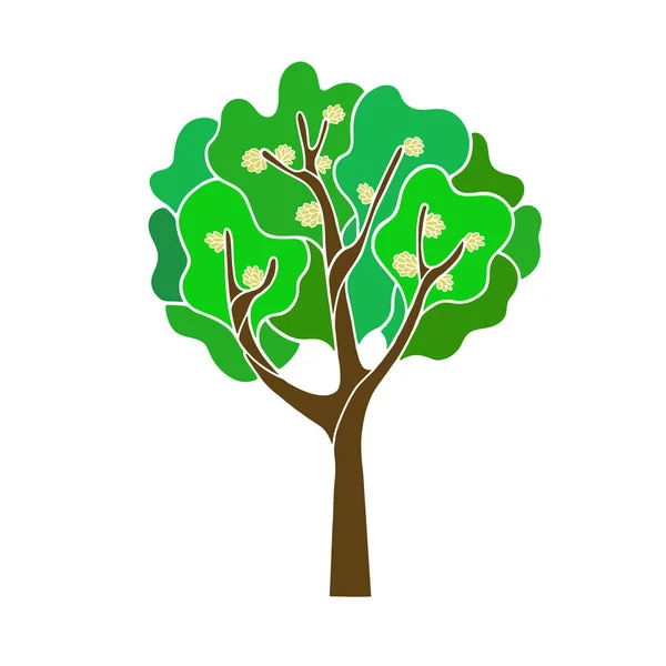 Arbre Printemps Vert Sur Fond Blanc Icône Isolée Illustration Vectorielle — Image vectorielle