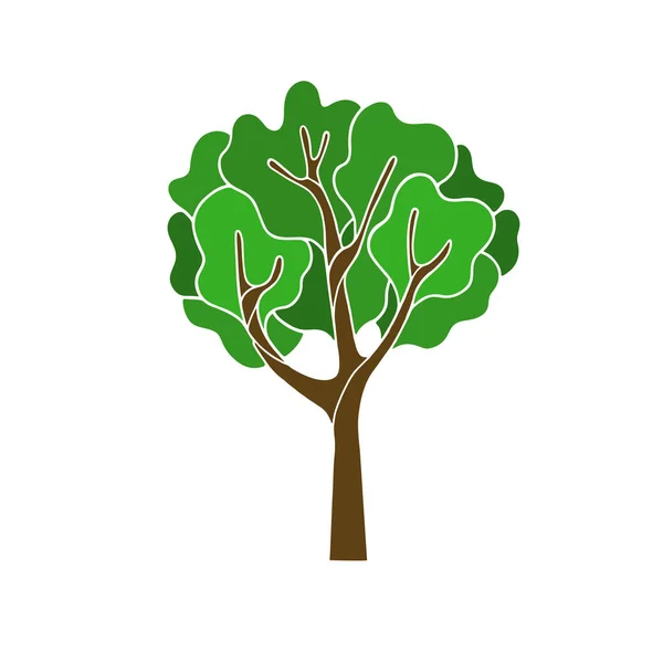 Silhouette Arbre Vert Été Sur Fond Blanc Icône Isolée Illustration — Image vectorielle