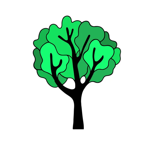 Arbre Printemps Vert Sur Fond Blanc Icône Isolée Illustration Vectorielle — Image vectorielle