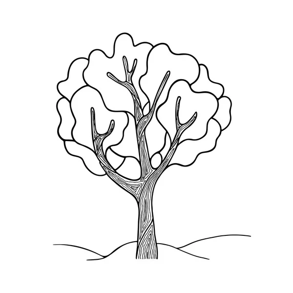 Mão Desenho Árvore Doodle Com Coroa Estilização Fantasia Ilustração Vetorial — Vetor de Stock