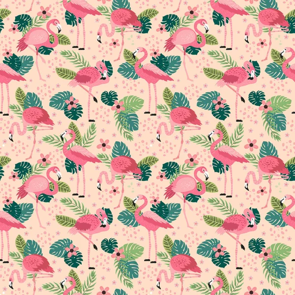 Pink Flamingos Different Poses Seamless Pattern Vector Image Printing Fabrics — Stock Vector