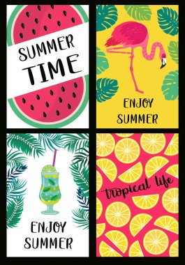 Yazlık pankartlar. Reklam, partiler, siteler, satışlar için vektör illüstrasyonu