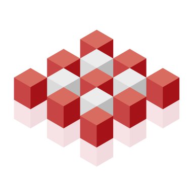 Soyut küp vektör şekli teknolojik gelişimi, Nanoteknoloji bileşen anımsatan. İzometrik marka bilimsel kurum, Araştırma Merkezi, laboratuar. Minimalist blok şekli