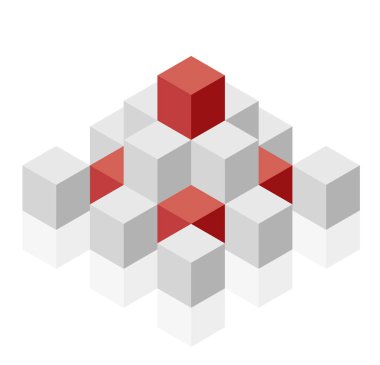 Piramit şeklinde itiraz ediyorum. Soyut küp vektör şekli teknolojik gelişimi, nanoteknoloji minimalist blok bileşen anımsatan. İzometrik marka bilimsel kurum, araştırma merkezi