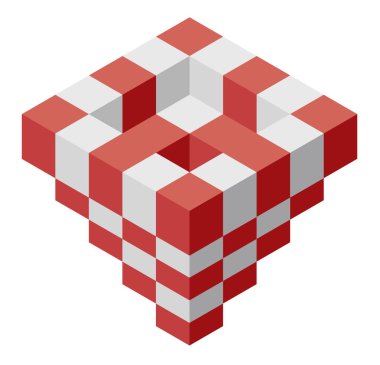 Piramit şeklinde itiraz ediyorum. Soyut küp vektör şekli teknolojik gelişimi, nanoteknoloji minimalist blok bileşen anımsatan. İzometrik marka bilimsel kurum, araştırma merkezi