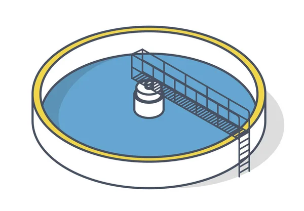 Estação Tratamento Águas Residuais Símbolo Vetor Contorno Estilizado Infográficos Isométricos —  Vetores de Stock