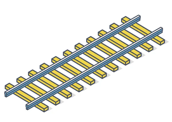 Outlined Vector Railway Isometric Perspective Isolated White Background Railway Cross — Stock Vector