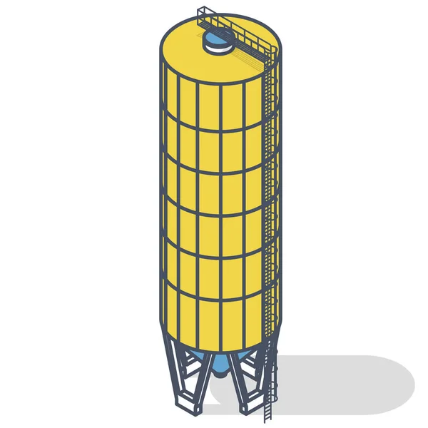 Silo Grano Infografía Isométrica Del Edificio Elevador Semillas Amarillo Bordeado — Vector de stock