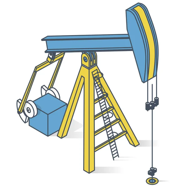 抽油泵 概述了油井工业生产 油田设备 德州和美国典型的采矿设备 工业自推机 孤立向量插图 — 图库矢量图片