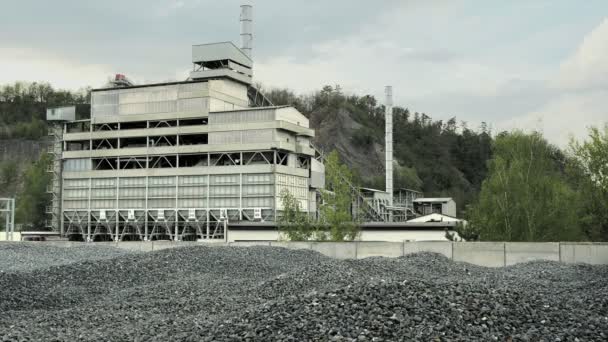 Steinbruch Für Stein Und Kiesabbau Kiesaufbereitungsanlage Tagebau Gesamttagesschuss — Stockvideo