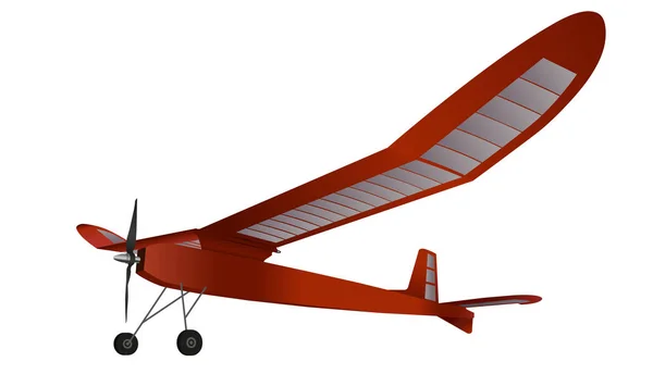 Planeador Modelo Avión Volador Avión Sutil Rojo Con Hélice Alas — Archivo Imágenes Vectoriales