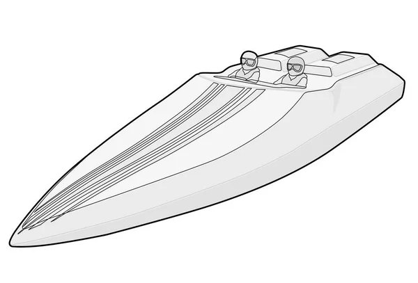 Rennsportboot Luxus Teuer Umrissen Motorboot Luxuriöses Motorboot Luxuriöses Schnellboot Vektordarstellung — Stockvektor