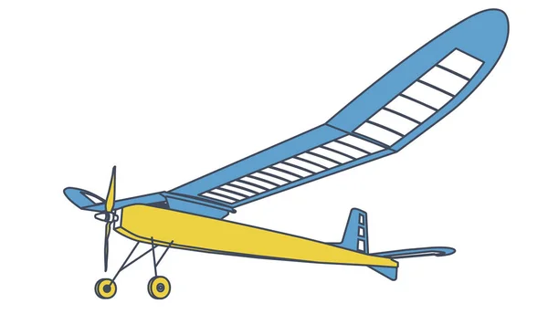概述滑翔机 美丽的微妙的飞机模型 轻木翅膀 爱好模型 地面计划 主矢量插图 — 图库矢量图片