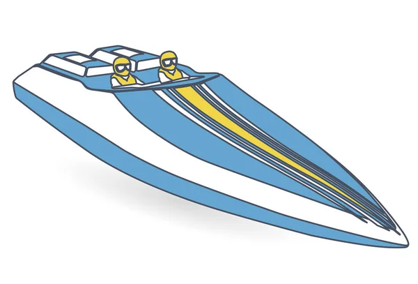 Гонка Спортивная Лодка Голубая Жёлтая Моторная Лодка Роскошный Катер Роскошный — стоковый вектор