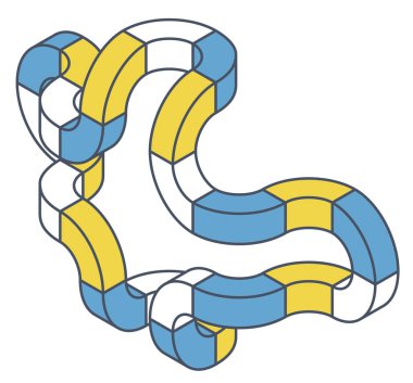 Soyut eğri vektör şekli teknolojik gelişimi, nanoteknoloji bileşen anımsatan. Bilimsel kurum, araştırma merkezi izometrik marka sıraladı. Minimalist blok şekli